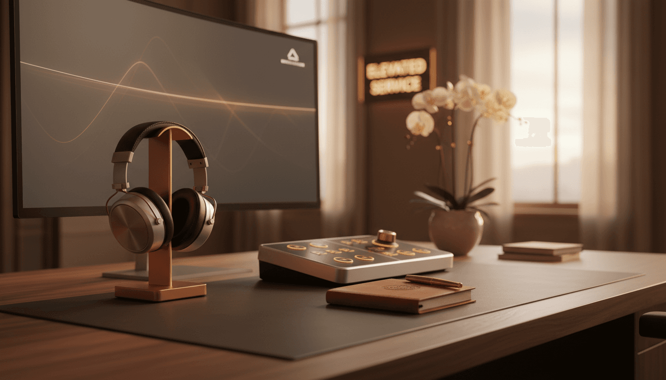 Premium customer service workspace with white-glove service setup